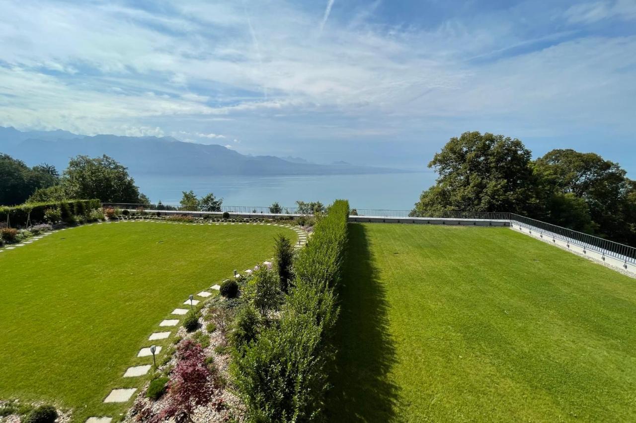 Les Terrasses De Lavaux 1 - Appartement De Luxe Avec Vue Panoramique Et Piscine Puidoux Exterior foto